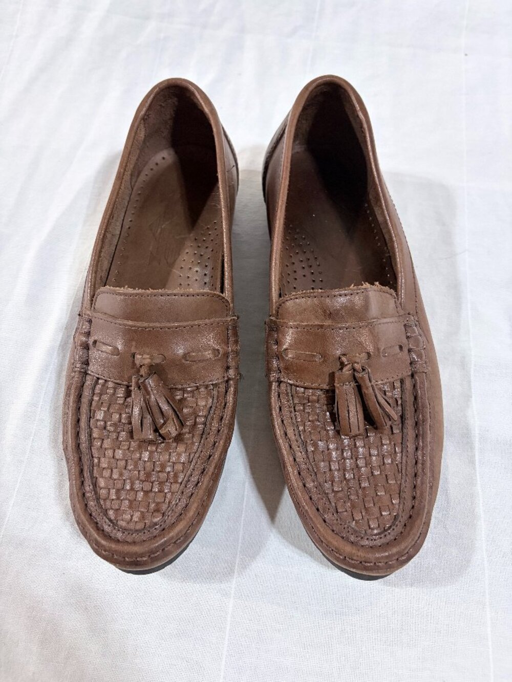 Men's Leather Brown Tassel Loafers Size 10